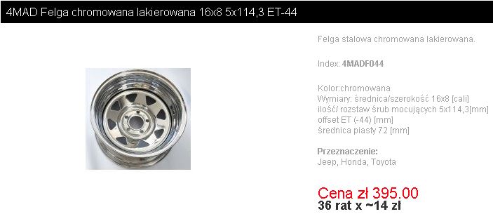 4MAD Felga chromowana lakierowana 16x8 5x114,3 ET-44.JPG